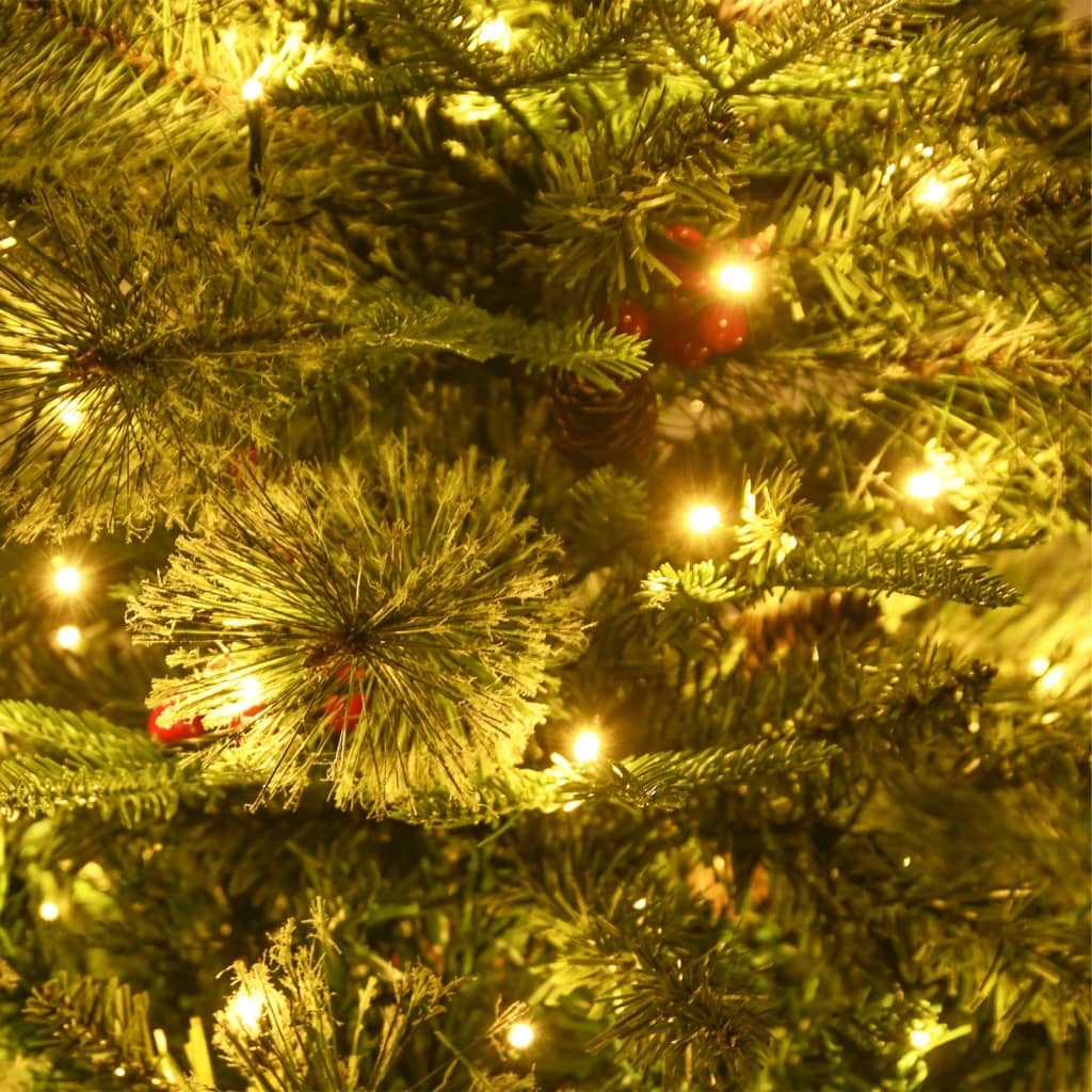 Brad de Crăciun pre-iluminat conuri de pin verde 120 cm PVC/PE - Lando
