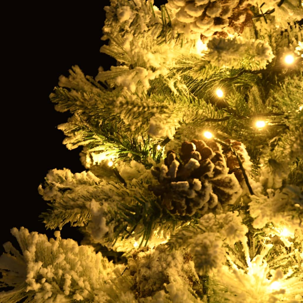 Brad de Crăciun pre-iluminat cu zăpadă & conuri, 150 cm, PVC&PE - Lando
