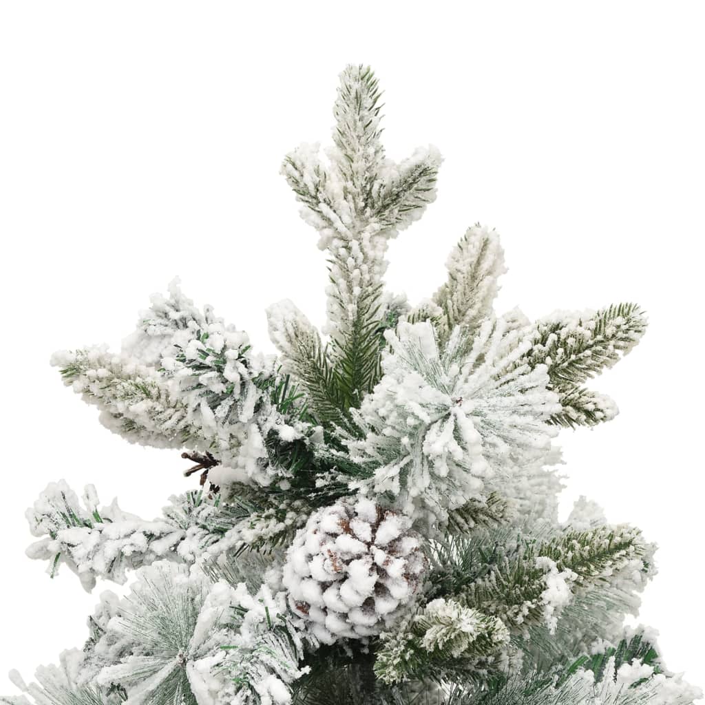 Brad de Crăciun pre-iluminat cu zăpadă & conuri, 150 cm, PVC&PE - Lando