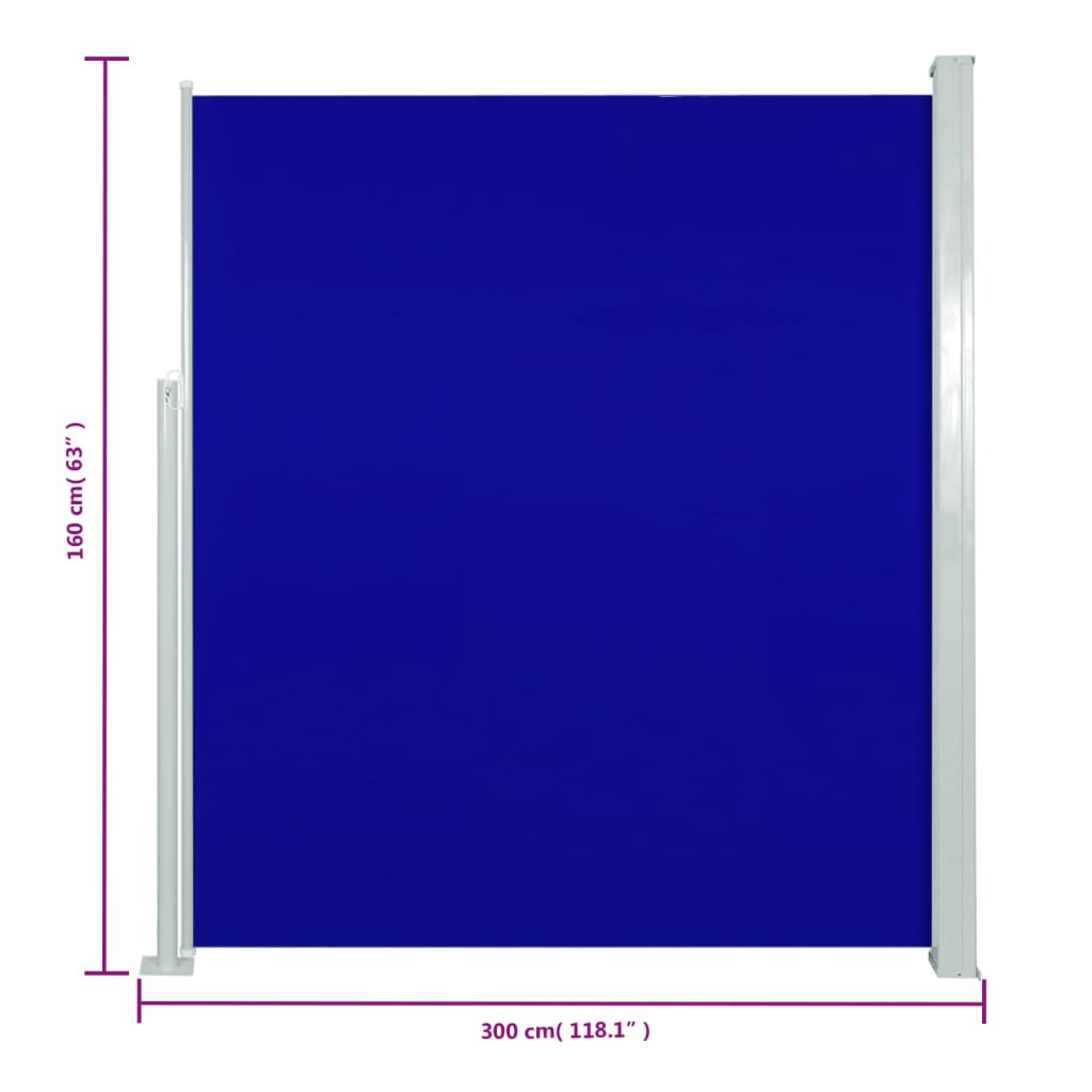 Copertină laterală retractabilă de terasă, albastru, 160x300 cm - Lando