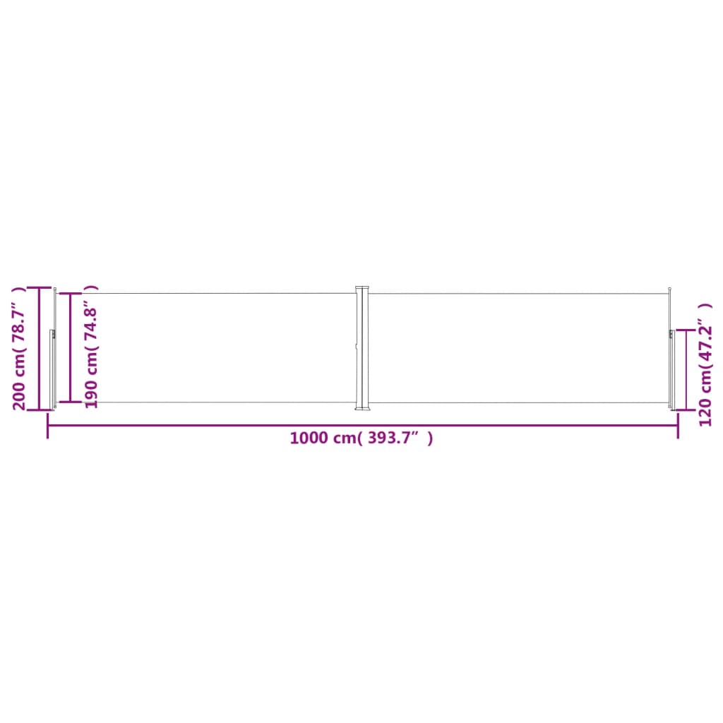 Copertină laterală retractabilă, antracit, 200x1000 cm - Lando