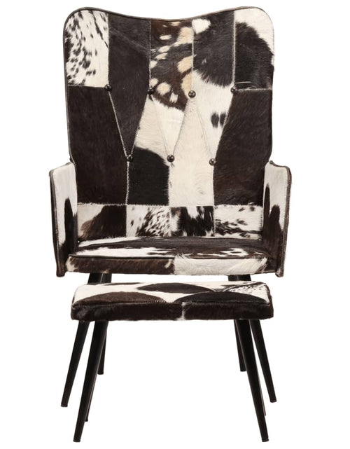 Încărcați imaginea în vizualizatorul Galerie, Scaun cu spătar înalt, cu taburet, negru, piele naturală Lando - Lando
