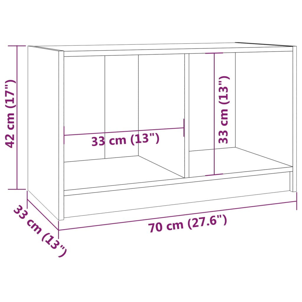 Comodă TV, alb, 70x33x42 cm, lemn masiv de pin Lando - Lando