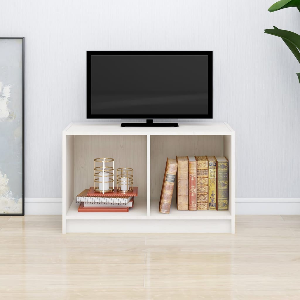 Comodă TV, alb, 70x33x42 cm, lemn masiv de pin Lando - Lando