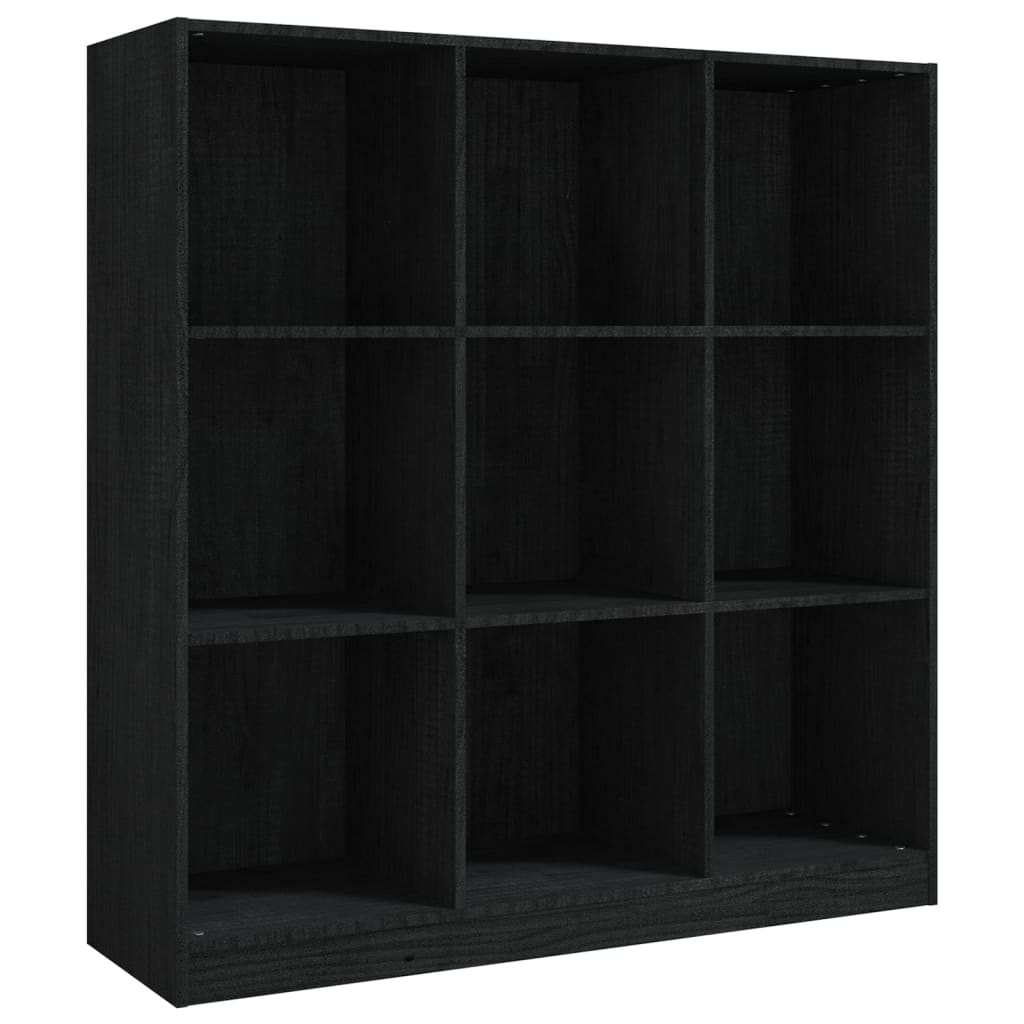 Bibliotecă/Separator cameră negru 104x33,5x110cm lemn masiv pin - Lando