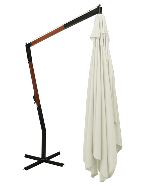 Încărcați imaginea în vizualizatorul Galerie, Umbrelă suspendată cu stâlp din lemn, alb nisipiu, 400x300 cm Lando - Lando
