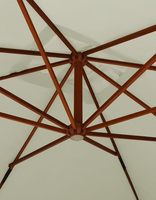 Încărcați imaginea în vizualizatorul Galerie, Umbrelă suspendată cu stâlp din lemn, alb nisipiu, 400x300 cm Lando - Lando
