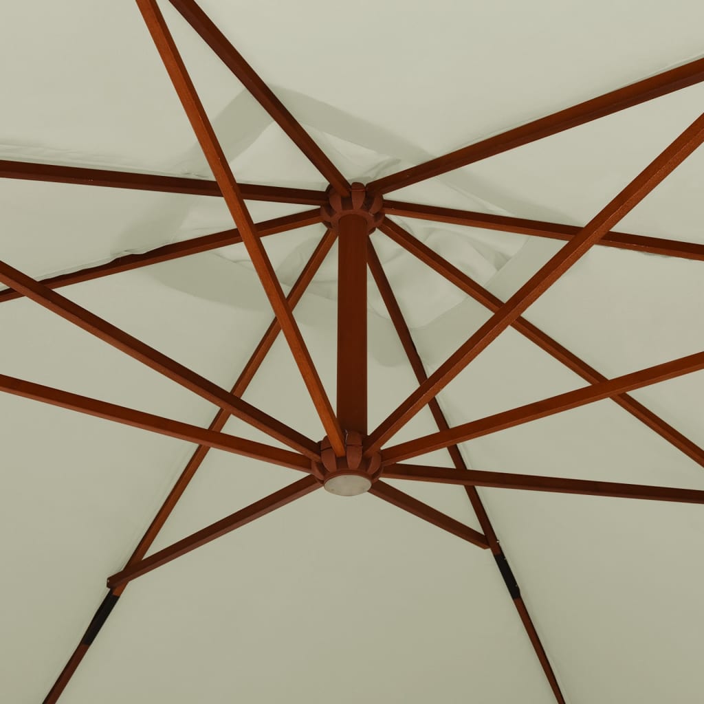 Umbrelă suspendată cu stâlp din lemn, alb nisipiu, 400x300 cm Lando - Lando