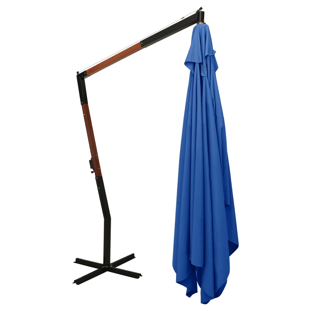 Umbrelă suspendată cu stâlp din lemn, albastru azur, 400x300 cm Lando - Lando