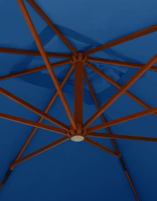 Încărcați imaginea în vizualizatorul Galerie, Umbrelă suspendată cu stâlp din lemn, albastru azur, 400x300 cm Lando - Lando
