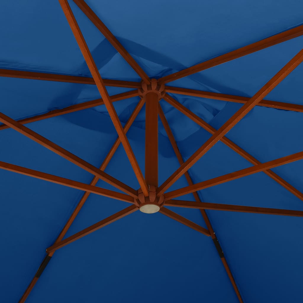 Umbrelă suspendată cu stâlp din lemn, albastru azur, 400x300 cm Lando - Lando