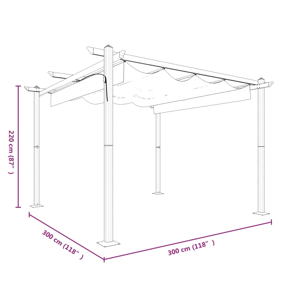 Pavilion grădină, acoperiș retractabil, crem, 3x3 m Lando - Lando