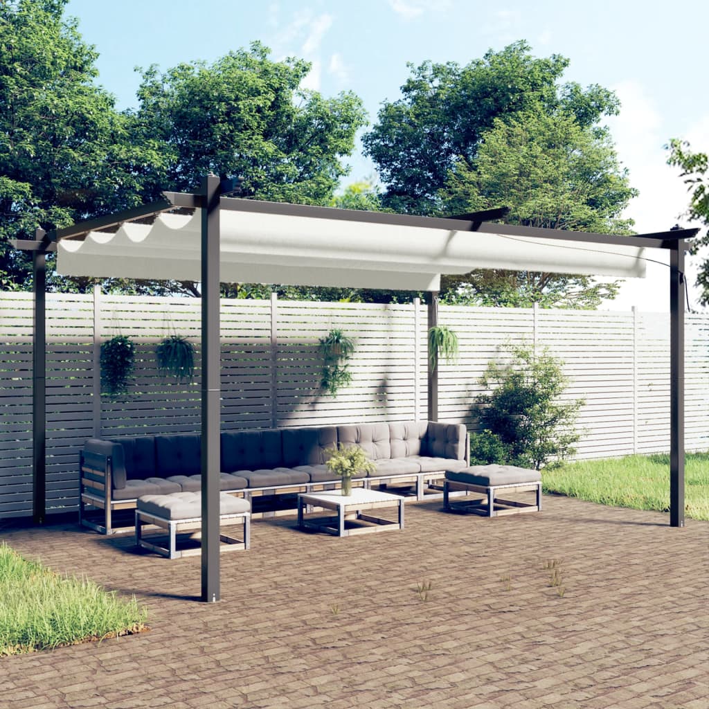 Pavilion grădină, acoperiș retractabil, crem, 4x3 m Lando - Lando