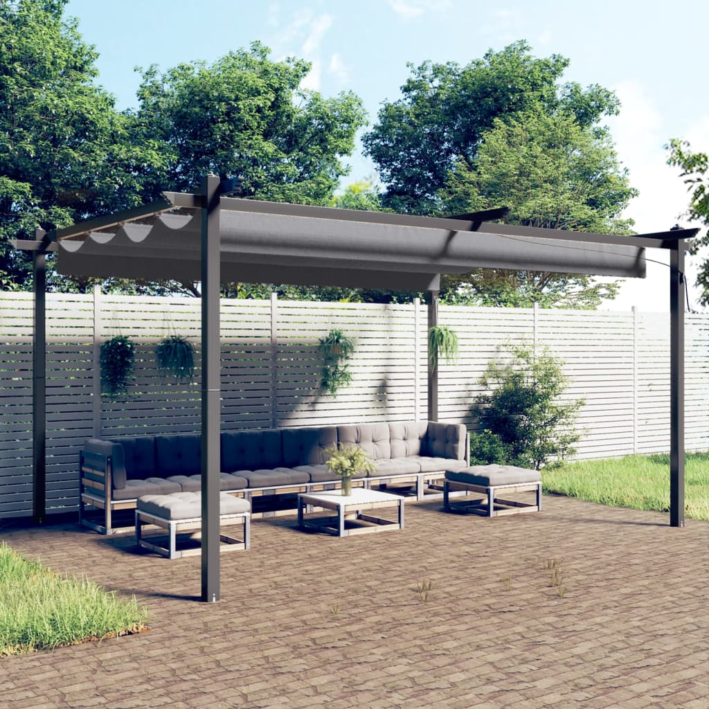 Pavilion de grădină, acoperiș retractabil, antracit, 4x3 m Lando - Lando