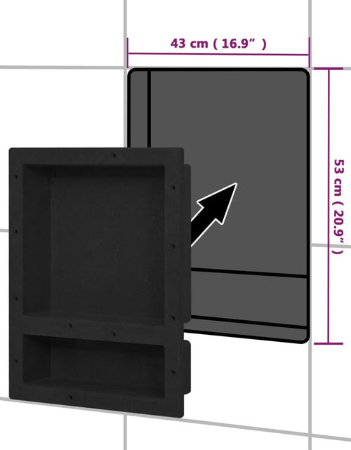 Загрузите изображение в средство просмотра галереи, Nișă de duș, 2 compartimente, negru mat, 41x51x10 cm - Lando

