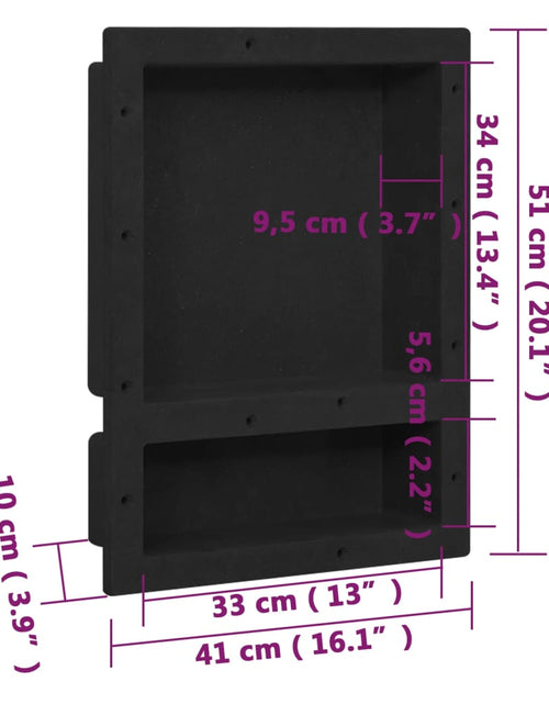 Загрузите изображение в средство просмотра галереи, Nișă de duș, 2 compartimente, negru mat, 41x51x10 cm - Lando
