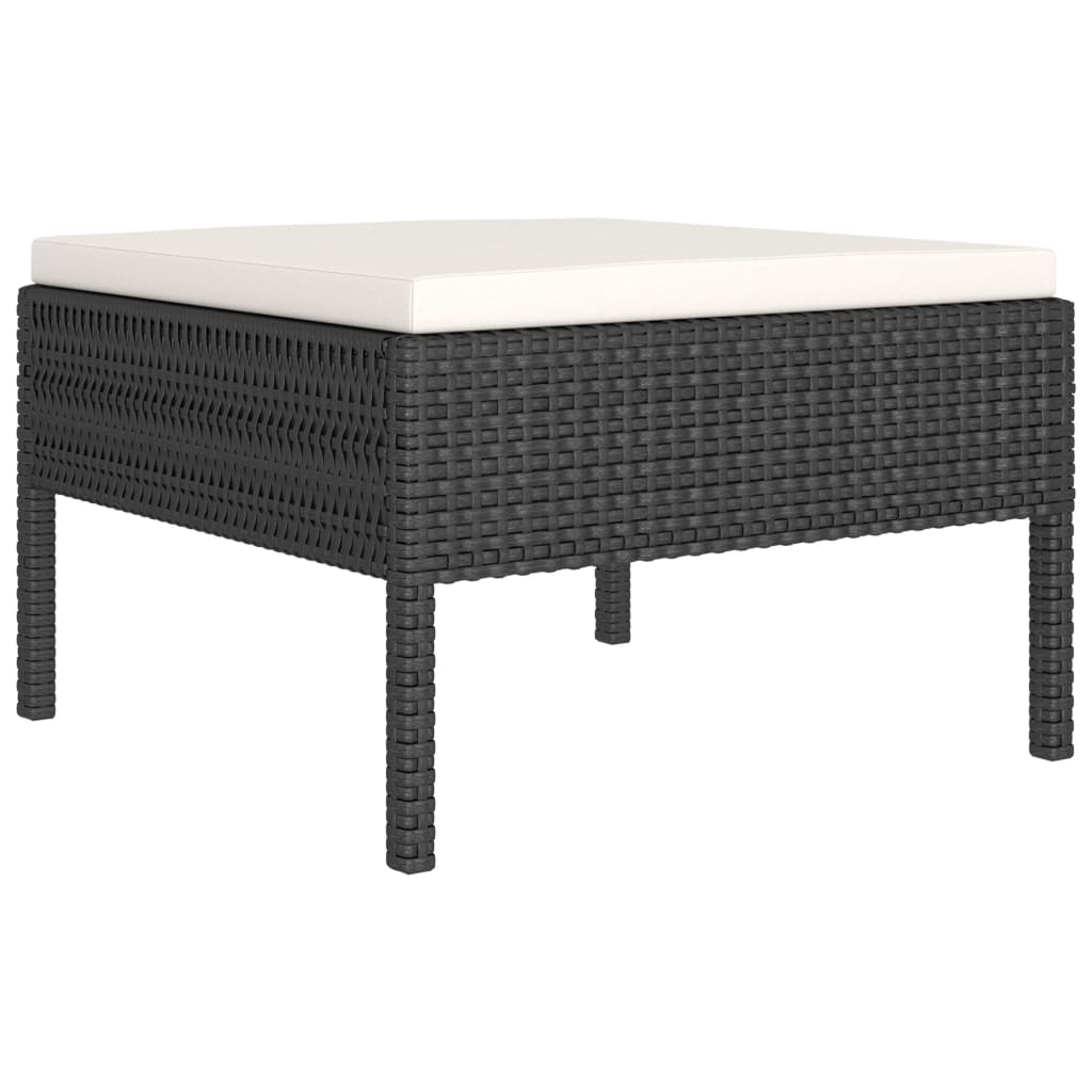 Set mobilier de grădină cu perne, 6 piese, negru, poliratan - Lando