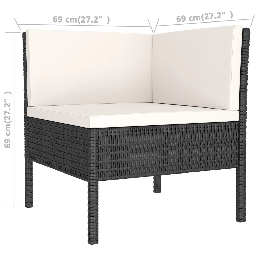 Set mobilier de grădină cu perne, 7 piese, negru, poliratan - Lando