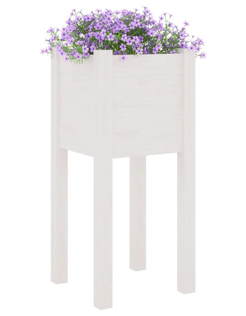 Загрузите изображение в средство просмотра галереи, Jardinieră de grădină, alb, 31x31x70 cm, lemn masiv de pin - Lando
