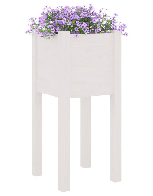 Încărcați imaginea în vizualizatorul Galerie, Jardiniere de grădină, 2 buc., alb, 31x31x70 cm, lemn masiv pin - Lando
