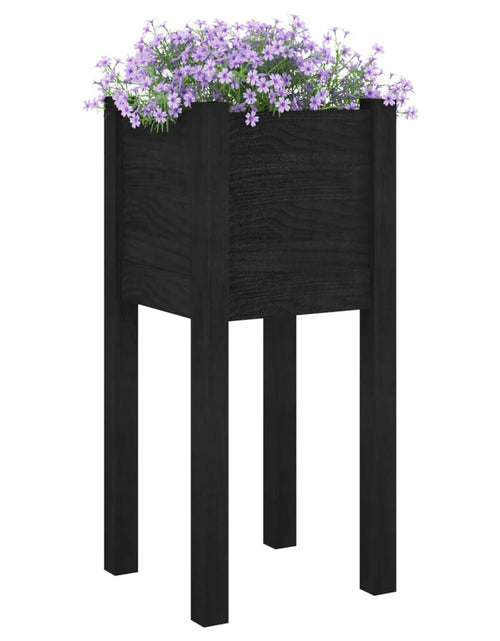 Încărcați imaginea în vizualizatorul Galerie, Jardiniere de grădină 2 buc. negru 31x31x70 cm lemn masiv pin - Lando
