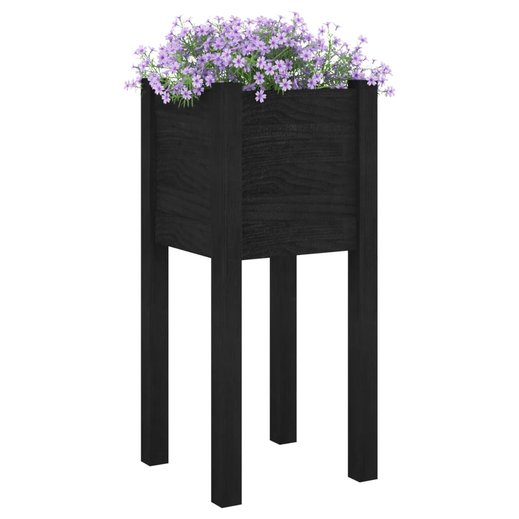 Jardiniere de grădină 2 buc. negru 31x31x70 cm lemn masiv pin - Lando