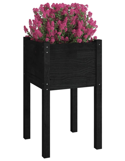 Încărcați imaginea în vizualizatorul Galerie, Jardinieră de grădină, negru, 40x40x70 cm, lemn masiv de pin - Lando
