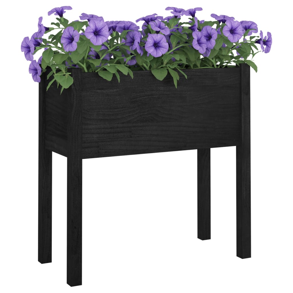 Jardiniere de grădină 2 buc. negru 70x31x70 cm lemn masiv pin - Lando