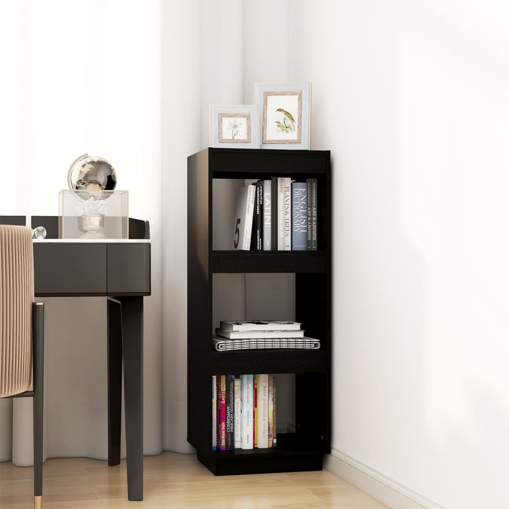 Bibliotecă/Separator cameră negru 40x35x103 cm lemn masiv pin Lando - Lando