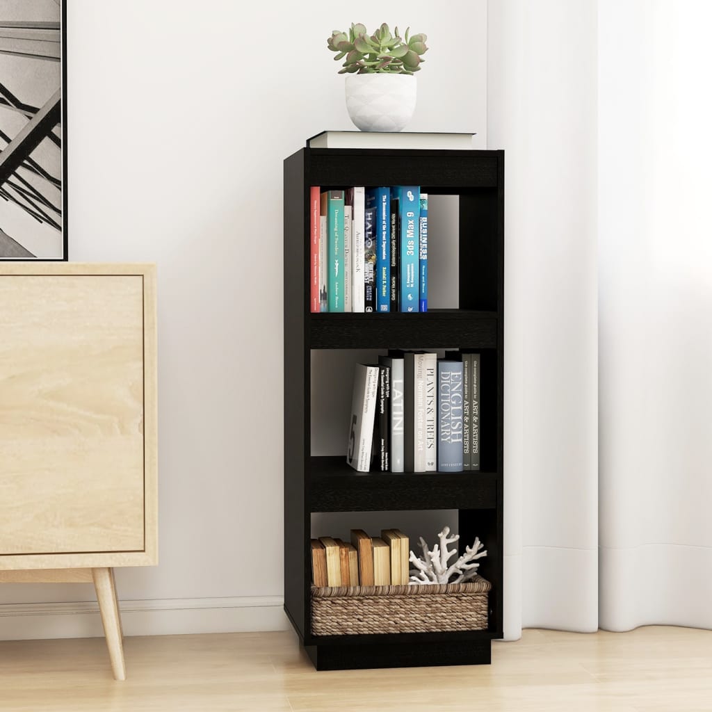 Bibliotecă/Separator cameră negru 40x35x103 cm lemn masiv pin Lando - Lando