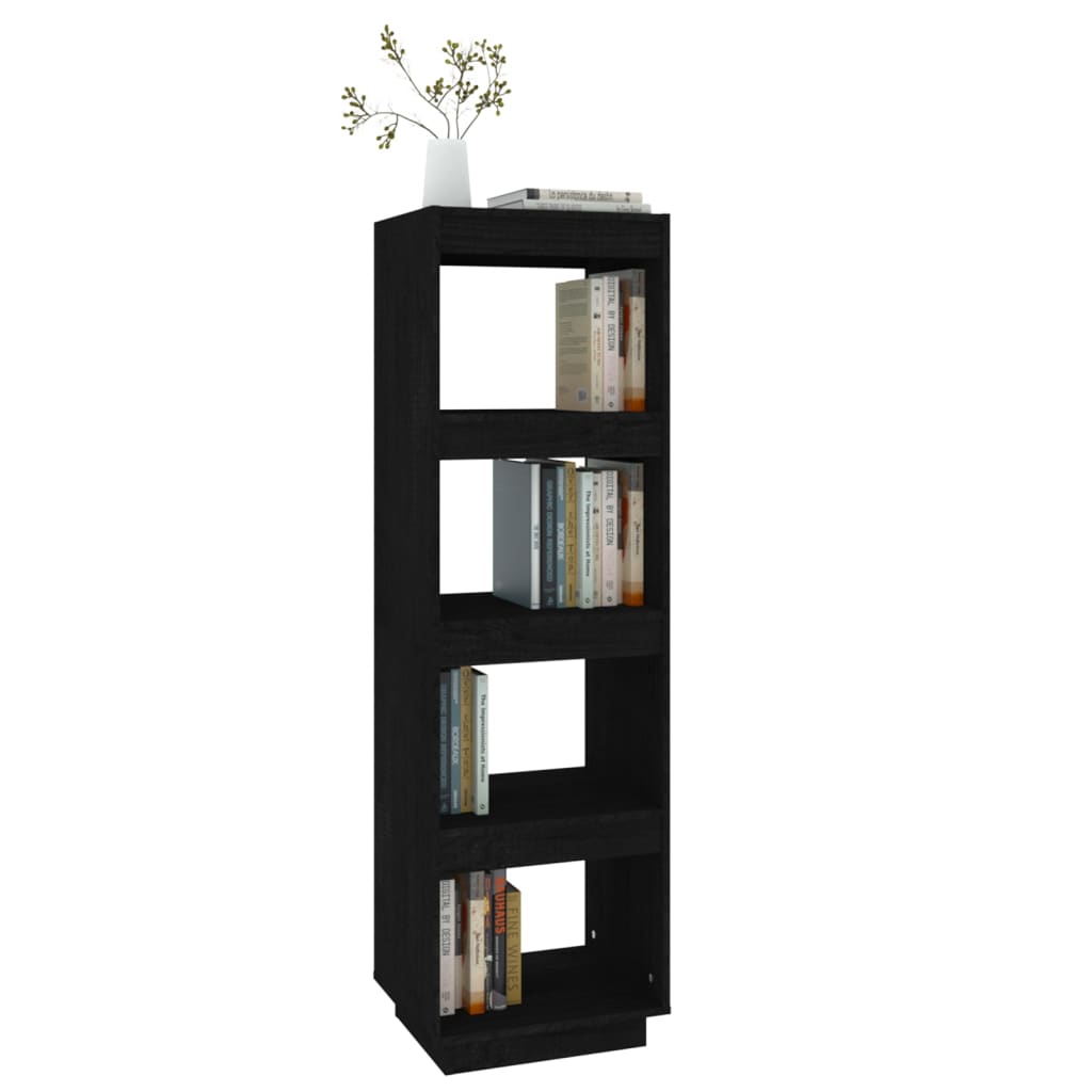 Bibliotecă/Separator cameră negru 40x35x135 cm lemn masiv pin Lando - Lando