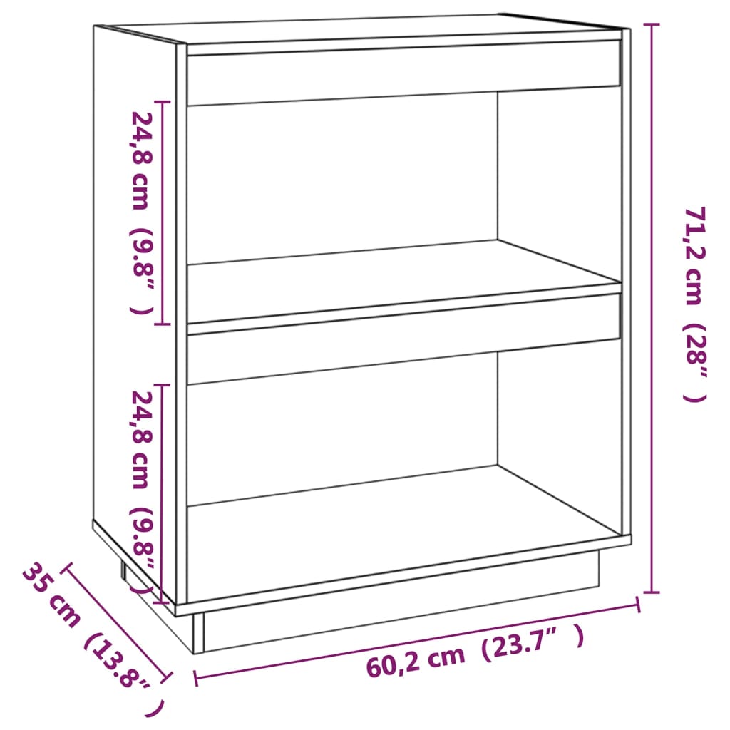 Bibliotecă, alb, 60x35x71 cm, lemn masiv de pin Lando - Lando