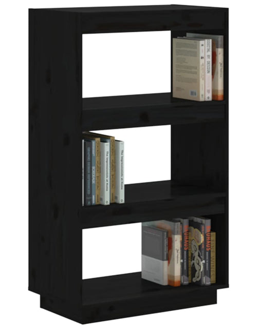 Încărcați imaginea în vizualizatorul Galerie, Bibliotecă/Separator cameră negru 60x35x103 cm lemn masiv pin Lando - Lando
