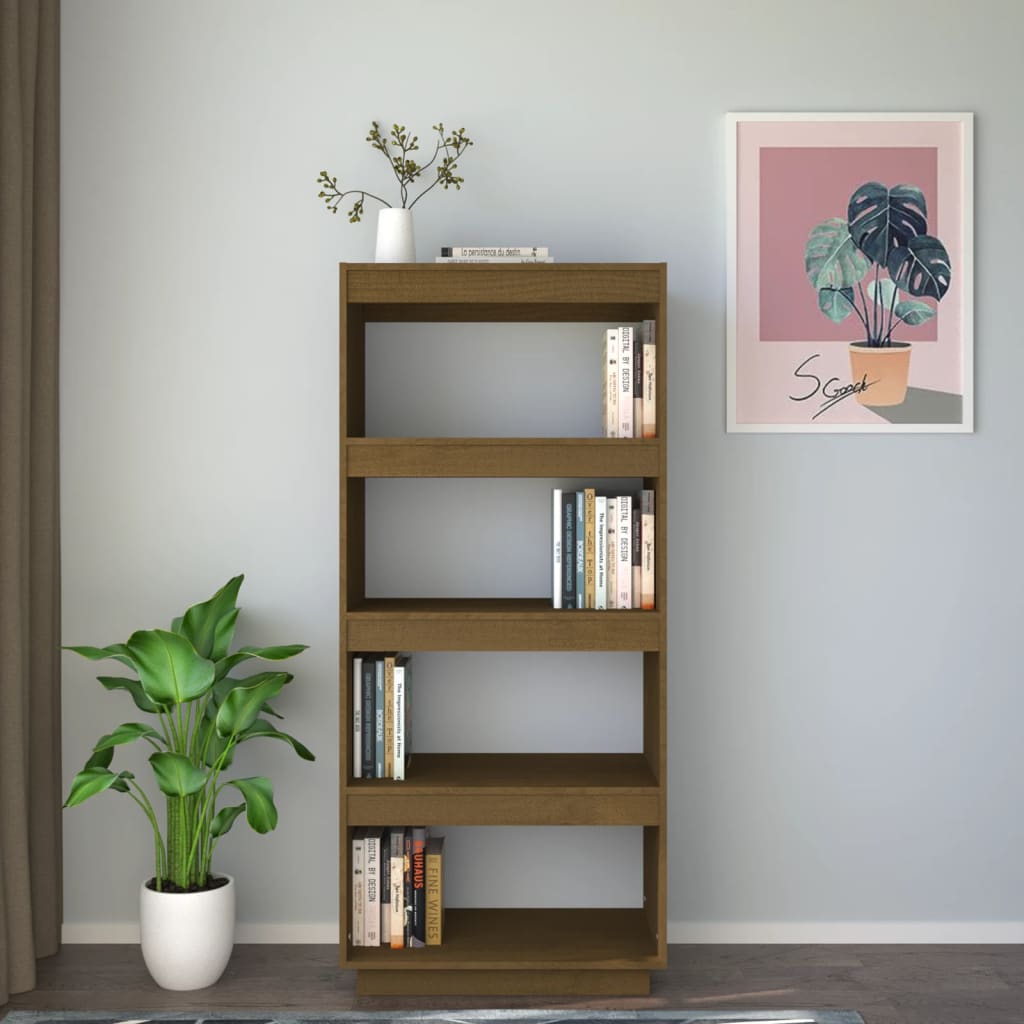 Bibliotecă/Separator cameră, maro miere, 60x35x135 cm lemn pin Lando - Lando