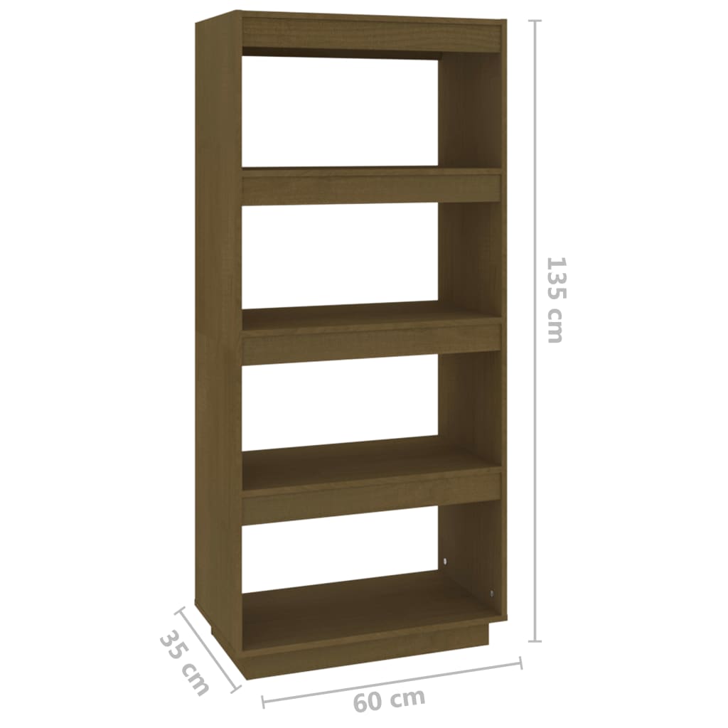 Bibliotecă/Separator cameră, maro miere, 60x35x135 cm lemn pin Lando - Lando