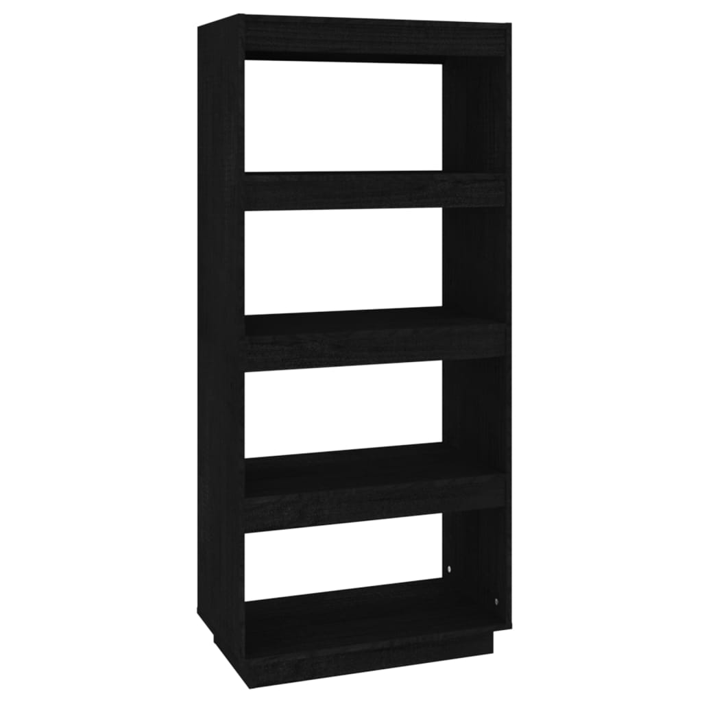 Bibliotecă/Separator cameră negru 60x35x135 cm lemn masiv pin Lando - Lando