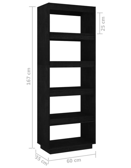 Încărcați imaginea în vizualizatorul Galerie, Bibliotecă/Separator cameră negru 60x35x167 cm lemn masiv pin Lando - Lando
