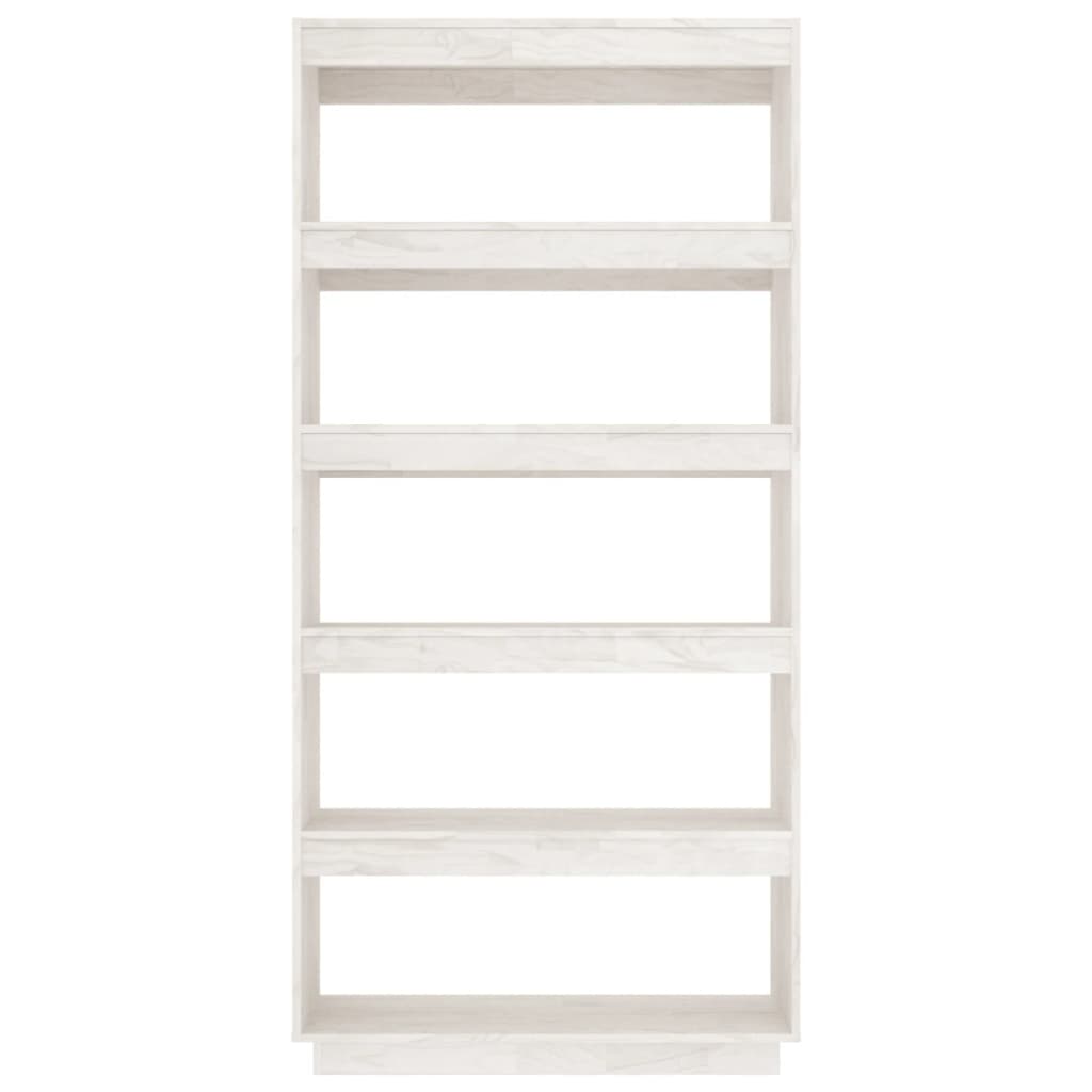 Bibliotecă/Separator cameră, alb, 80x35x167 cm, lemn masiv pin Lando - Lando