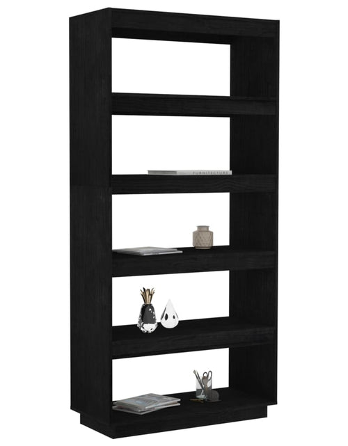 Încărcați imaginea în vizualizatorul Galerie, Bibliotecă/Separator cameră, negru, 80x35x167 cm lemn masiv pin Lando - Lando
