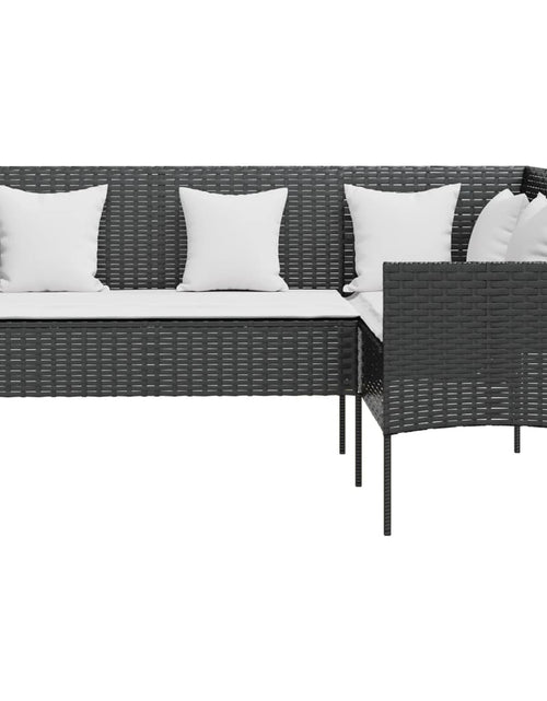 Încărcați imaginea în vizualizatorul Galerie, Set canapele grădină forma L cu perne 5 piese negru poliratan - Lando
