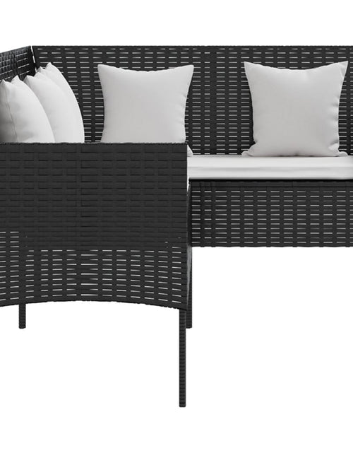 Încărcați imaginea în vizualizatorul Galerie, Canapea de grădină în forma L, cu perne, negru, poliratan - Lando
