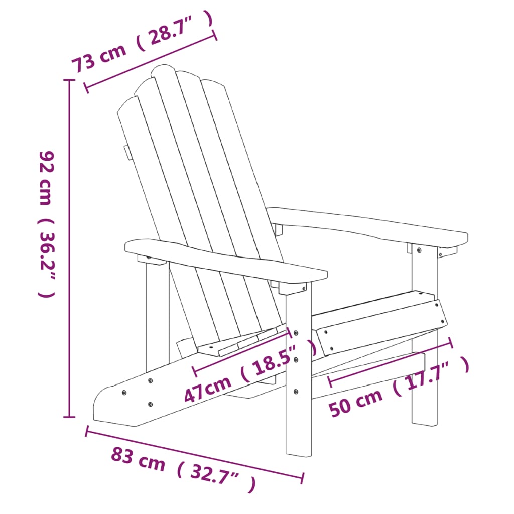 Scaun de grădină Adirondack, alb, HDPE - Lando