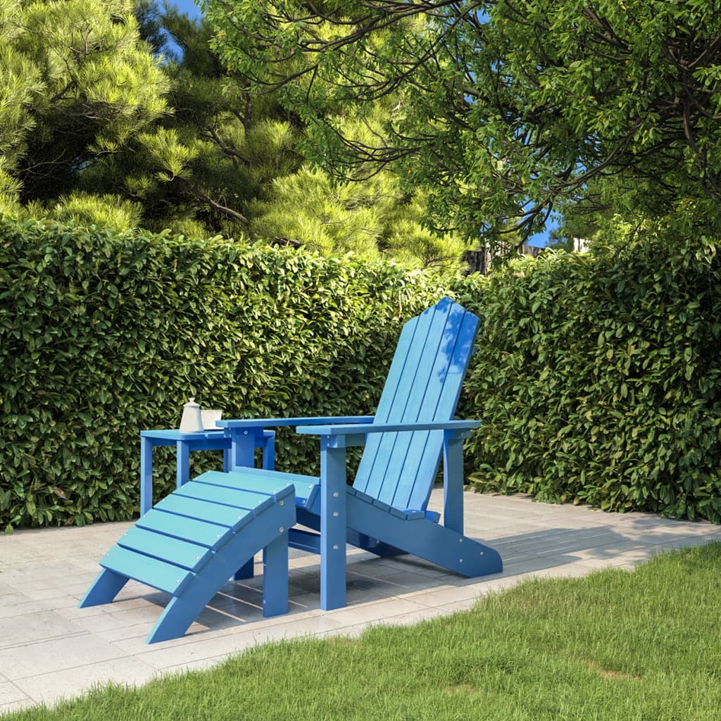 Scaun grădină Adirondack, suport picioare, albastru aqua, HDPE - Lando