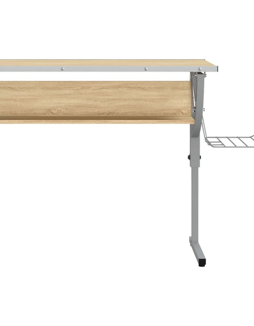 Загрузите изображение в средство просмотра галереи, Birou stejar sonoma &amp; gri 110x53x(58-87) cm lemn prelucrat&amp;oțel - Lando
