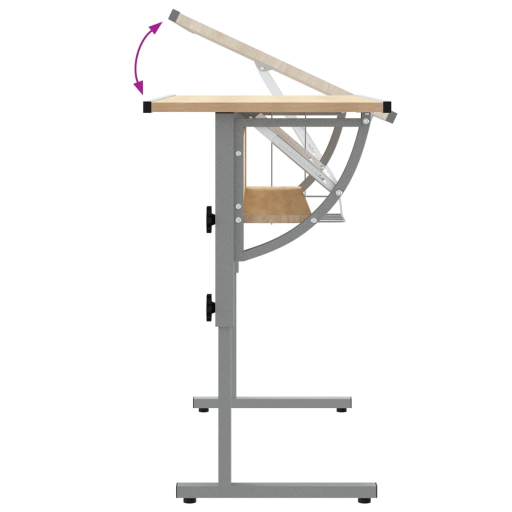 Birou stejar sonoma & gri 110x53x(58-87) cm lemn prelucrat&oțel - Lando