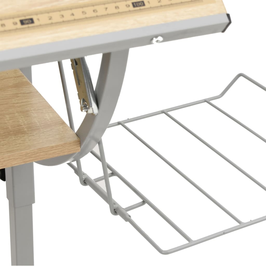 Birou stejar sonoma & gri 110x53x(58-87) cm lemn prelucrat&oțel - Lando