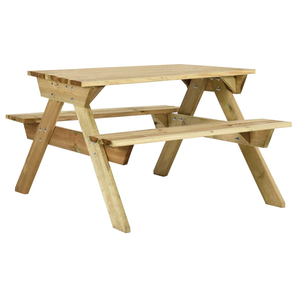 Masă de picnic cu bănci, 110x123x73 cm, lemn de pin tratat - Lando