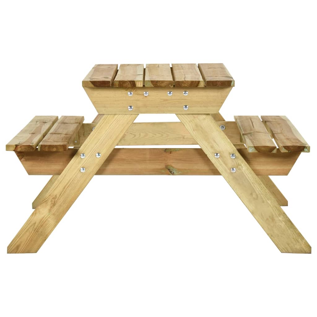 Masă de picnic cu bănci, 110x123x73 cm, lemn de pin tratat - Lando