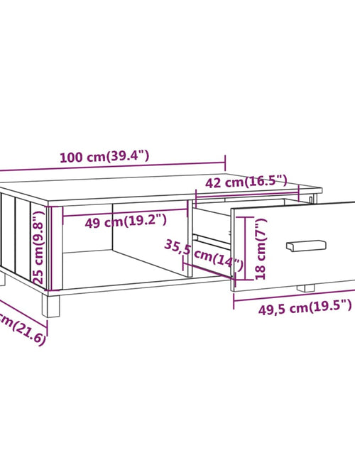 Загрузите изображение в средство просмотра галереи, Masă cafea „HAMAR”, maro miere, 100x55x35 cm, lemn masiv de pin Lando - Lando
