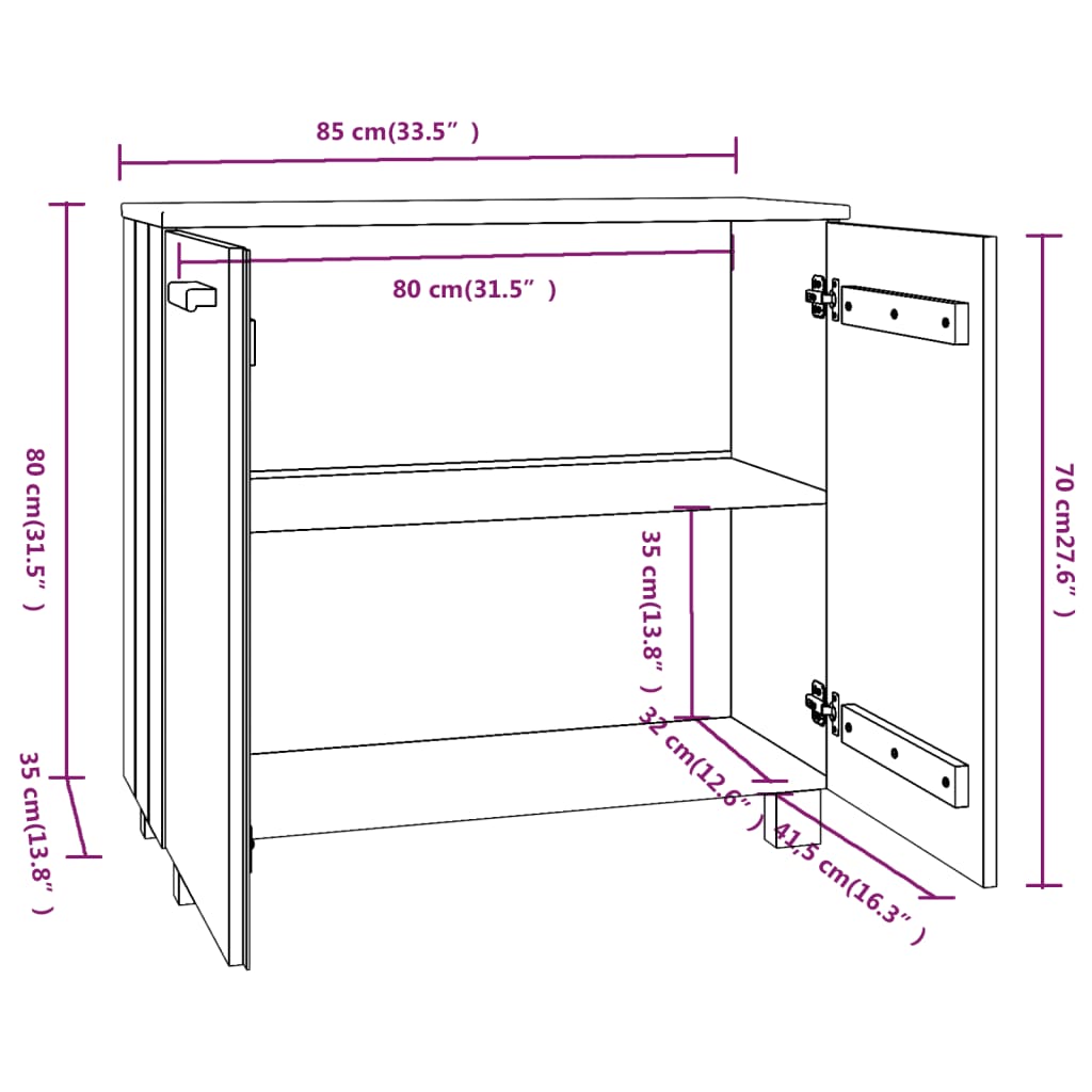 Servantă „HAMAR”, gri închis, 85x35x80 cm, lemn masiv pin Lando - Lando